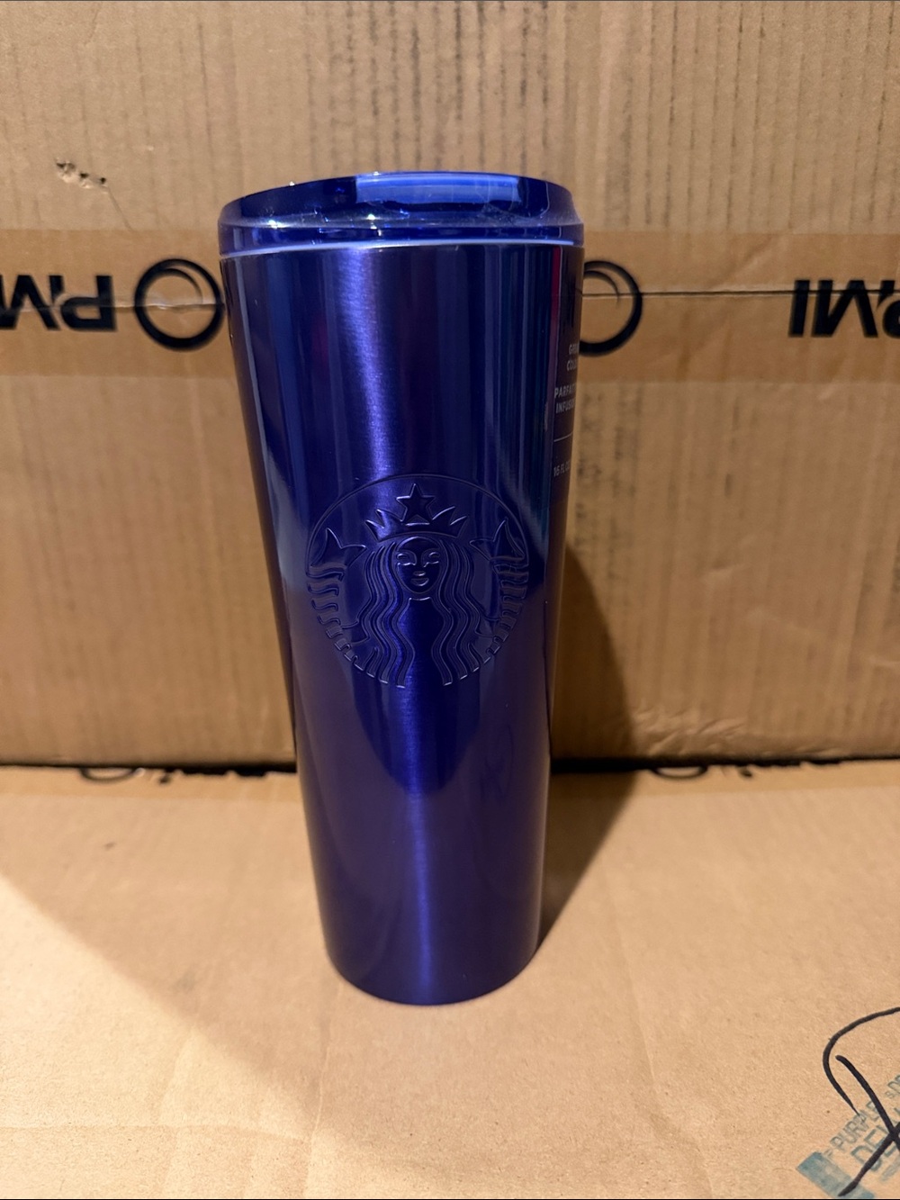 Starbucks Metallic Blue Stainless Travel Tumbler with Logo